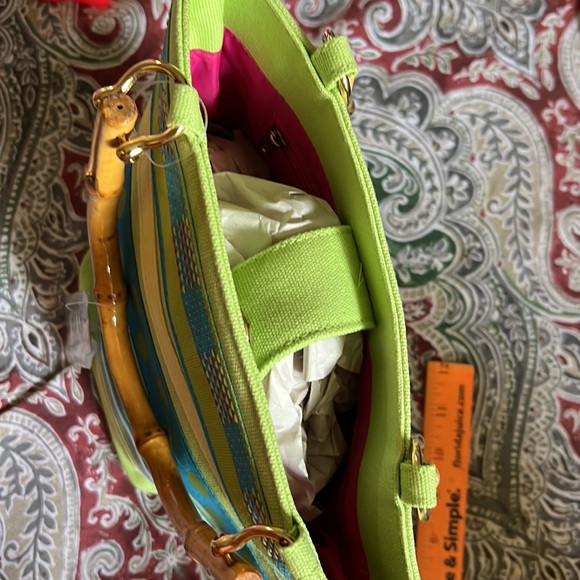 NWT - Tiannl- Handbag with beautiful bright colors and a great bamboo handle. - Picture 11 of 11